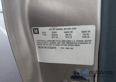 2004 Chevrolet Cavalier Ls from USA, damaged, VIN 1G1JF12F147252016